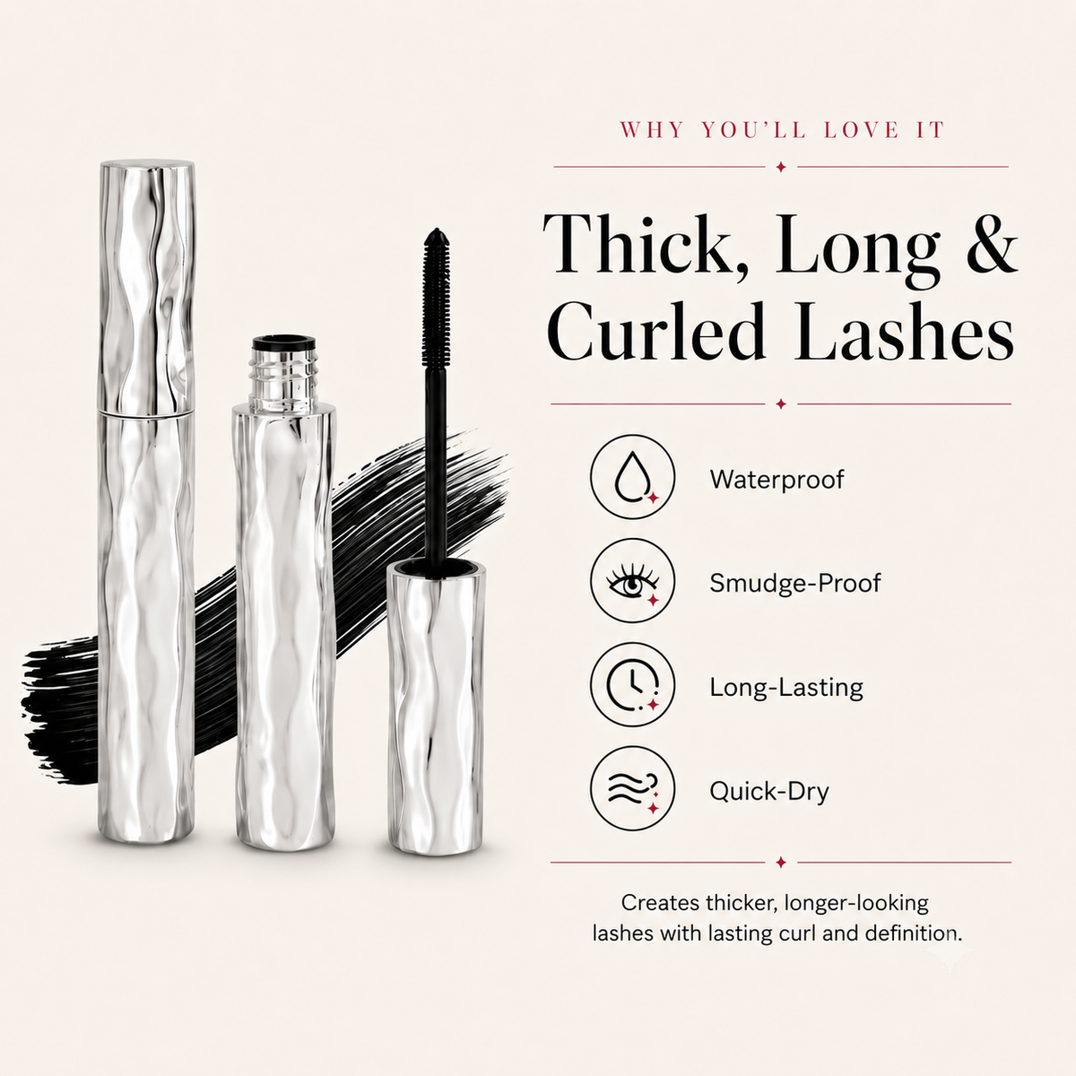 LAST DAY - BUY 1 GET 1 FREE💜Waterproof Curling & Lengthening Mascara